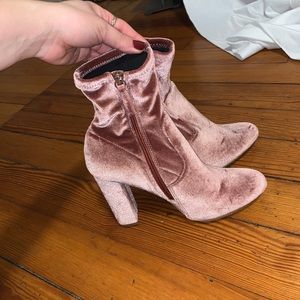 Gorgeous Blush Pink Velvet Heeled Booties